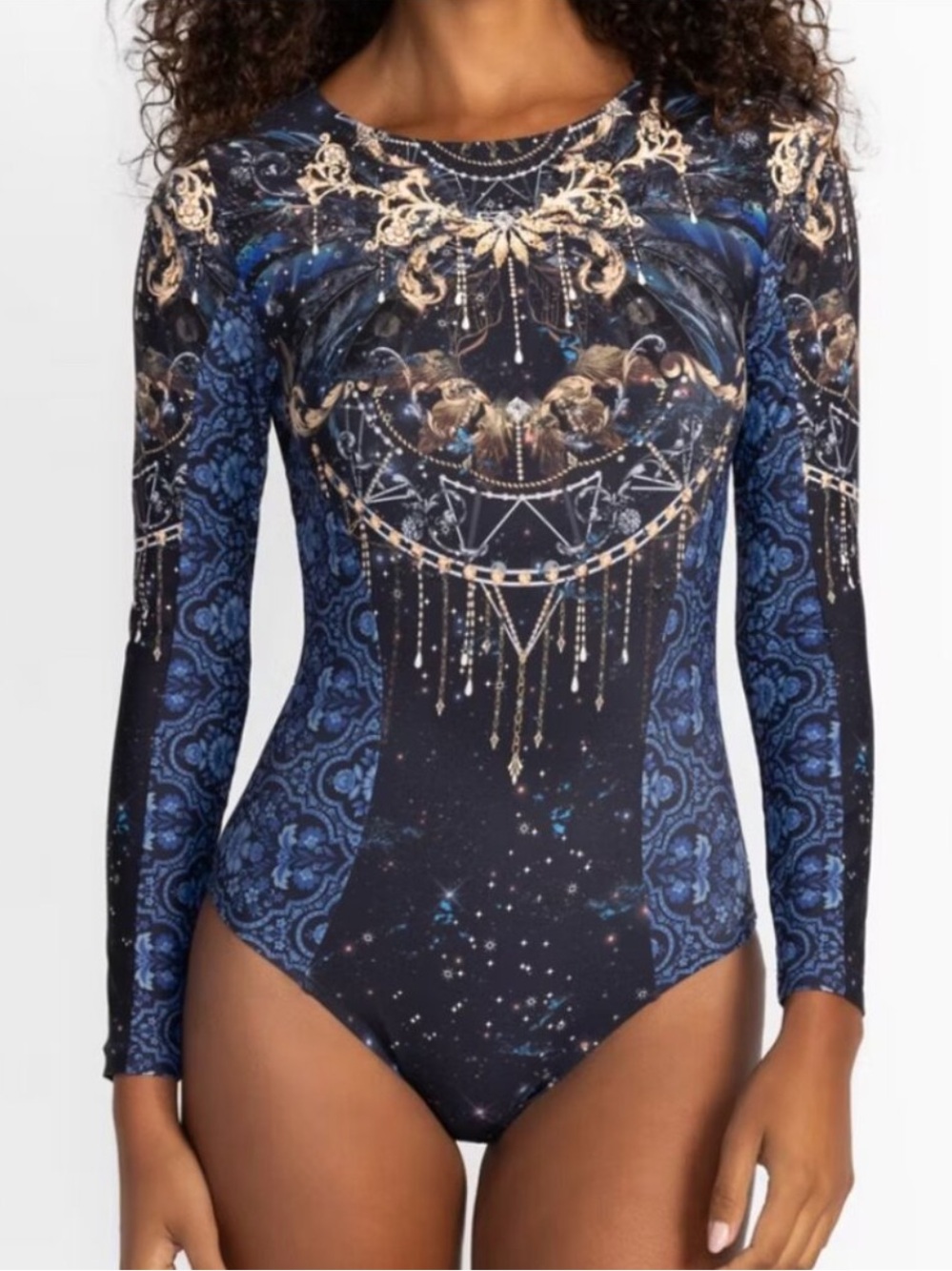 Johnny Was Supernova Surf Long-Sleeve One-Piece Swimsuit